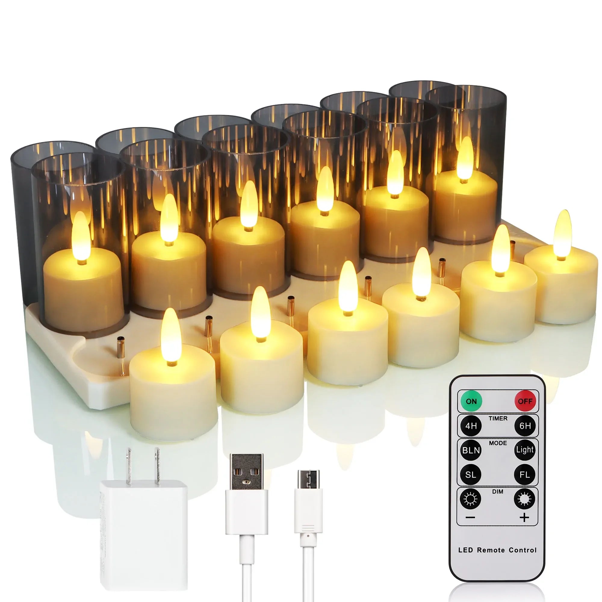 Rechargeable Flameless Candles ﻿Led Candle Electronic Warm Light Lamp With Timer Remote For Home Decor Wedding Candle Lights