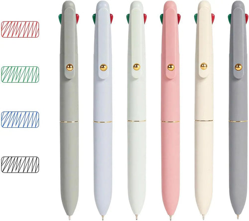 4-in-1 Multicolor Ballpoint Pen, 0.5mm Fine Point for Smooth Writing, Nurse & Student Accessories, Gift Set of 6