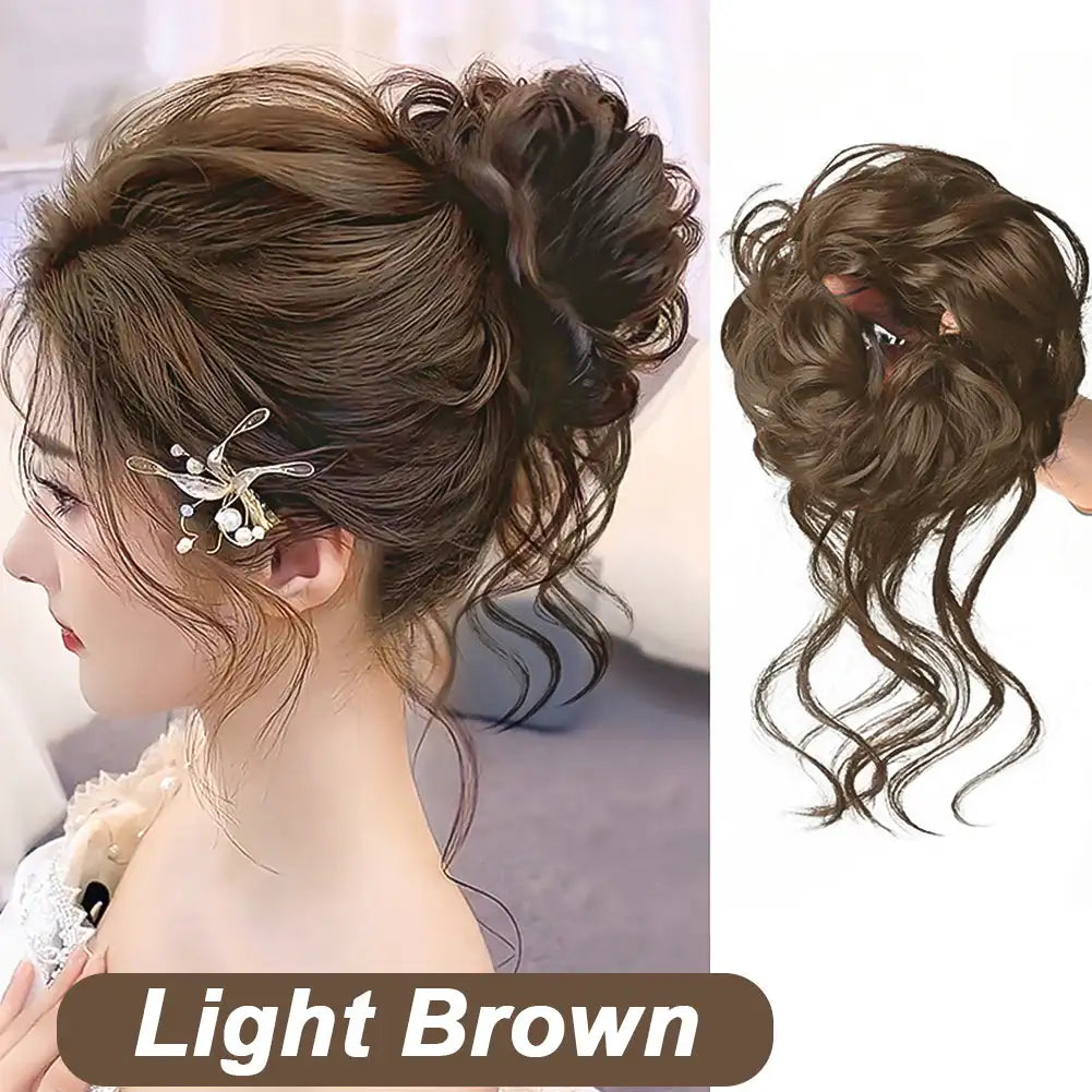 High Temperature Messy Chicken Tail Long Beard Curly Hair Fluffy Bride Curly Hair Flower Bud Female Wig Styling Accessories