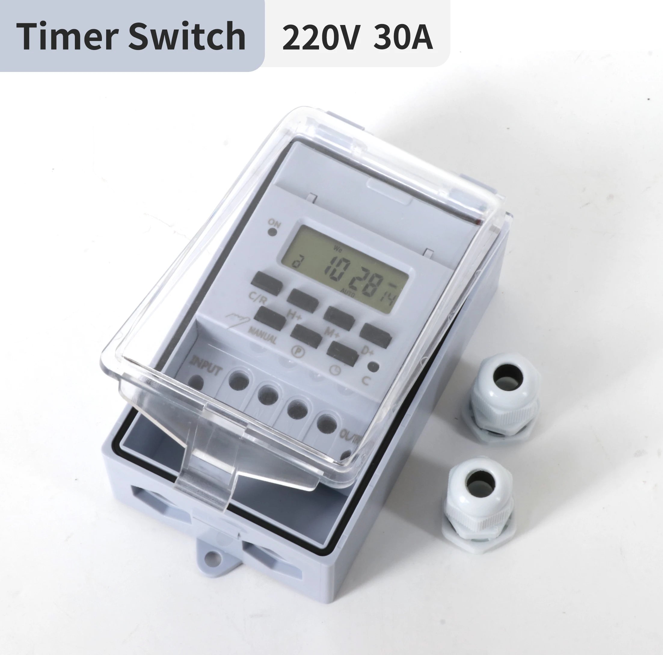 TNCE 30A Timer Switch, Waterproof 220V time controller, set to seconds, 32 groups of timer on and off, for light, water pump