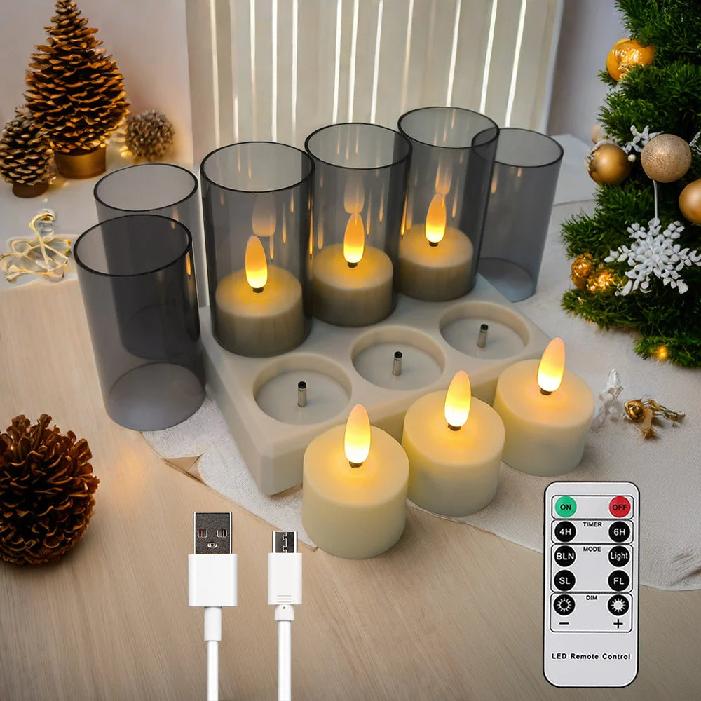 Rechargeable Flameless Candles ﻿Led Candle Electronic Warm Light Lamp With Timer Remote For Home Decor Wedding Candle Lights
