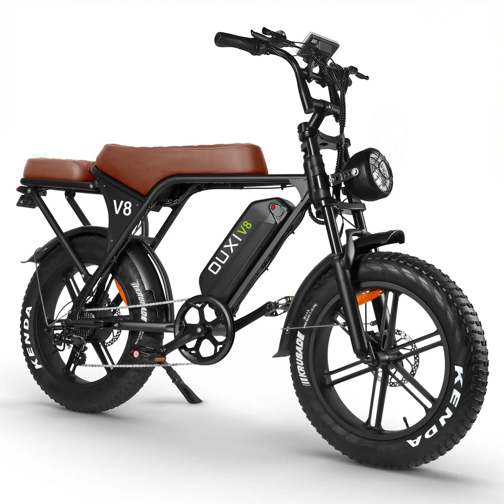 OUXI V8 2-seater Electric Bike 750W 48V 15Ah Electric Bicycle 20'' Fat Tire Dirt Ebike with Hydraulic Brake for Mountain Riding