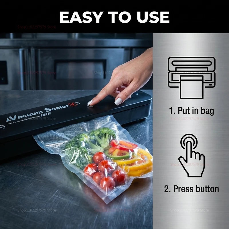 Small Automatic Food Vacuum Sealer Cutlery Bag Sealing Machine for Food Storage Compression Portable Kitchen Plastic Sealer