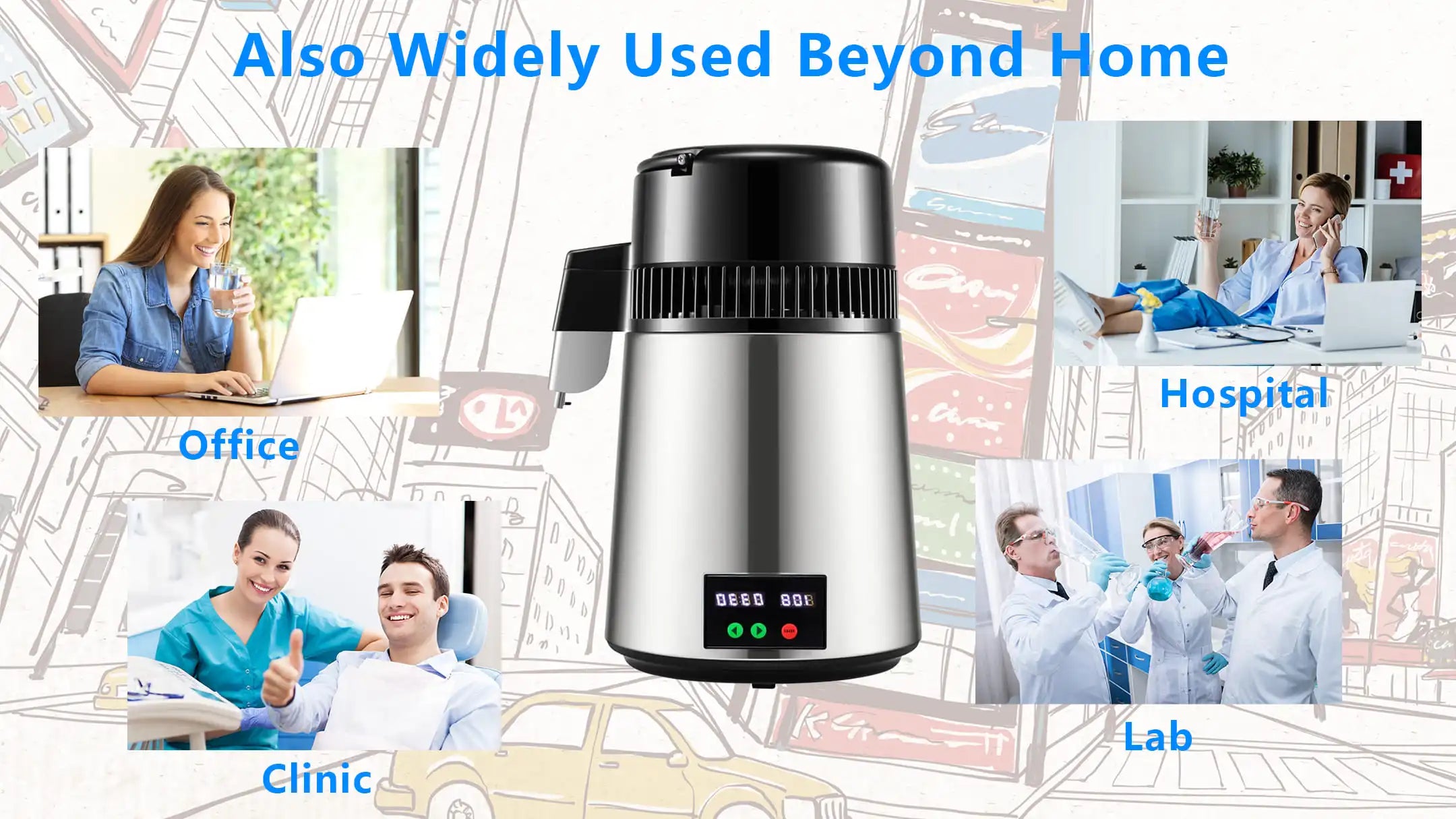 Destilador de agua de 4 litros, productor de agua destilada de 1.1 galones, destilador de agua pura con pantalla de doble temperatura de 750 W, máquina destiladora de agua