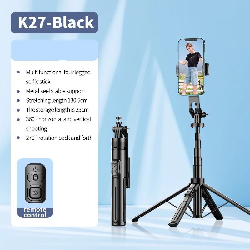 Roreta 1.3m Selfie Stick Tripod Stand for iPhone Samsung Huawei Cellphone Extendable Phone Tripod with Wireless Remote