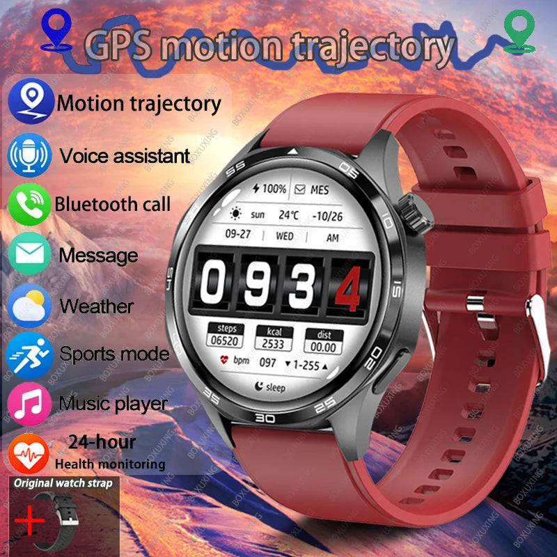 BOXUXING New Watch 5 Pro GPS NFC Men 100+sport Smart Watch AMOLED Screen Heart rate Bluetooth Call IP67Waterproof Man Smartwatch
