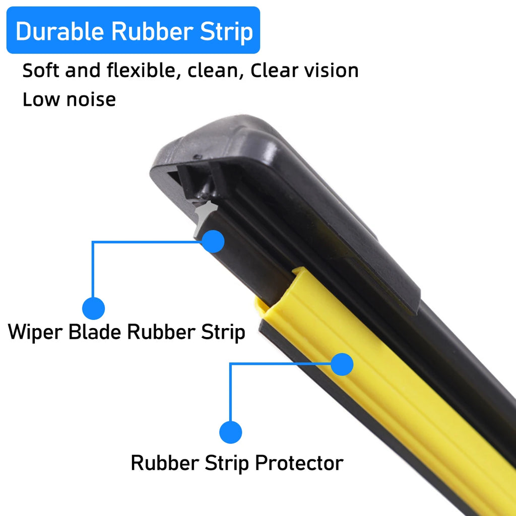 1 escobilla de limpiaparabrisas universal delantera para coche, de goma duradera, suave, sin marco, sin soporte, cepillos, parabrisas, accesorios para ventanas