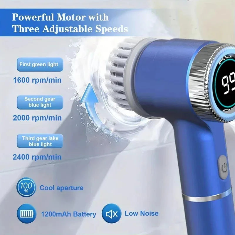 Cepillo de limpieza eléctrico inalámbrico potente IPX7 impermeable recargable por USB limpiador automático de mano multiusos doméstico
