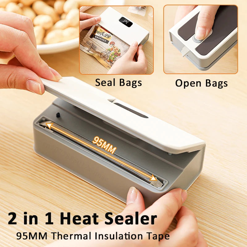 Mini scelleuse thermique, machine de scellage thermique pour sacs en plastique, scelleuse d'emballages en plastique rechargeable, scelleuse alimentaire portative pour sacs à clip