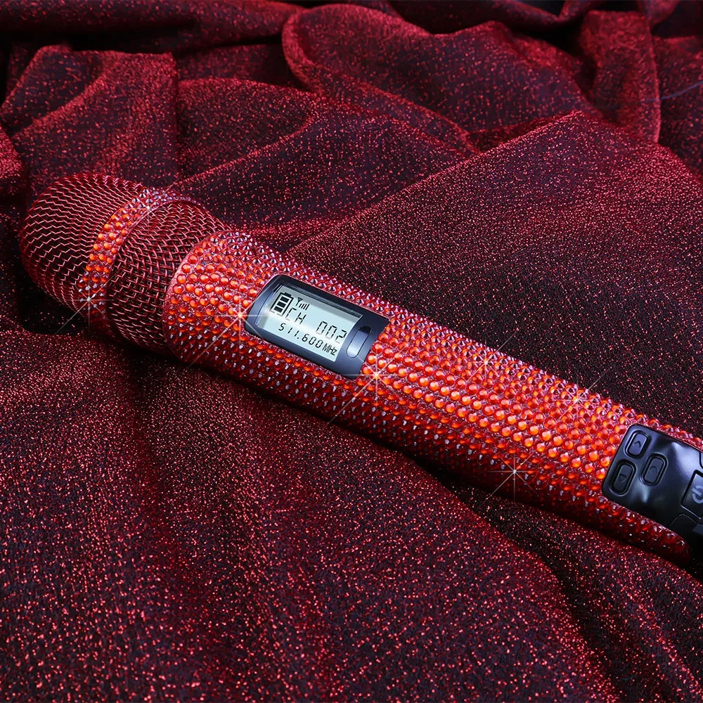 Micrófono inalámbrico para karaoke SKM9000 con incrustaciones de diamantes, micrófono personalizado para transmisiones en vivo, karaoke, brillante esencial para el escenario