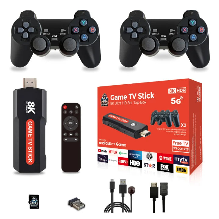 Consola de videojuegos X2 PULS TV Game Stick, controlador inalámbrico doble, TV Game Stick 8K, juego retro clásico, juego retro para PSP/PS1