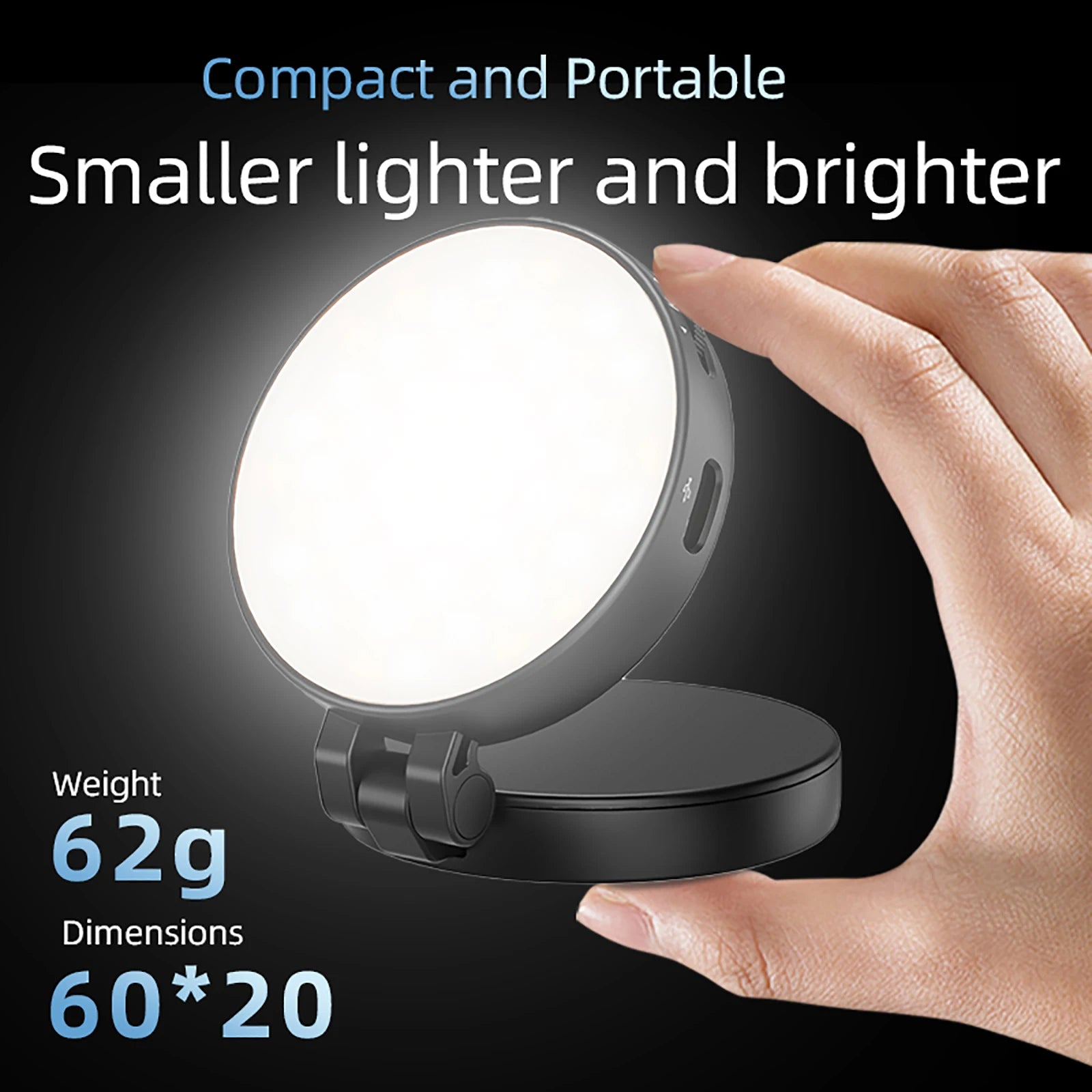 Luz selfie magnética plegable 2 en 1 para teléfono con espejo para Magsafe iPhone Luz de relleno Led Anillo Flash Video Fotografía Accesorios