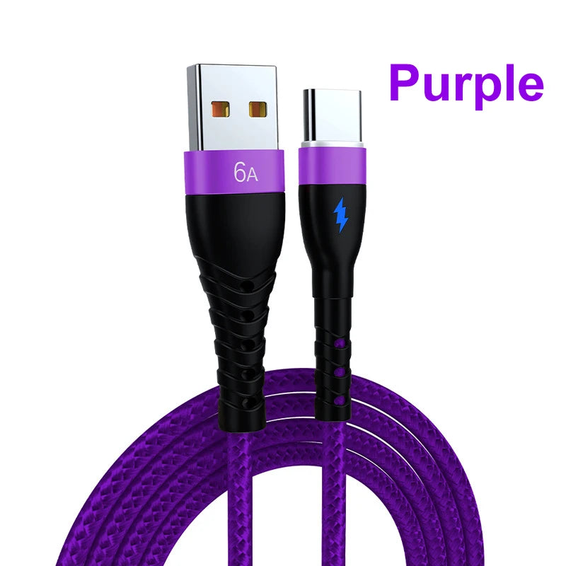 Vumpach 6A USB Type C Cable For Huawei P30 P40 Pro super Fast Charging Wire USB-C Charger Data Cord Samsung S21 ultra S20 Poco