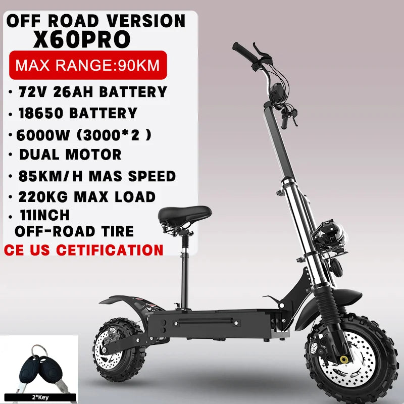 [8 modelos] Scooter eléctrico de 10/11 pulgadas 48V-72V 1000W-6000W 50-85km/h Rápido E Scooter Todoterreno Patinete Eléctrico Plegable para Adultos