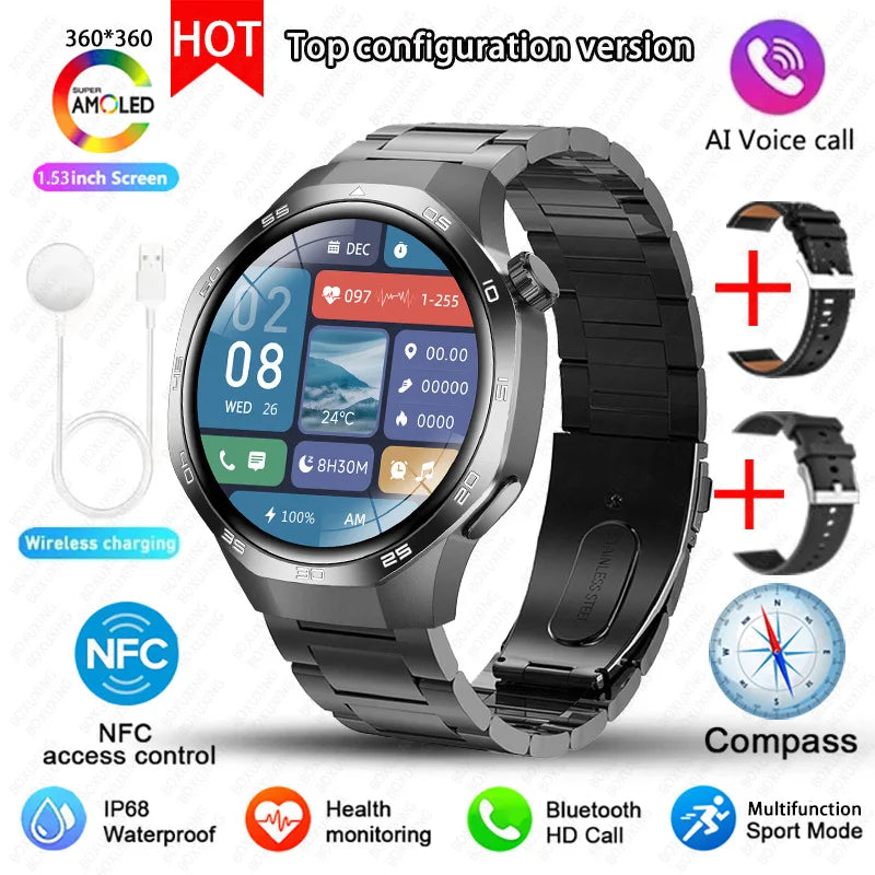 2026 New BOXUXING Watch 5 MAX Smart Watch HD AMOLED Screen NFC GPS Tracker Bluetooth Call Health Waterproof Smartwatch Men Women