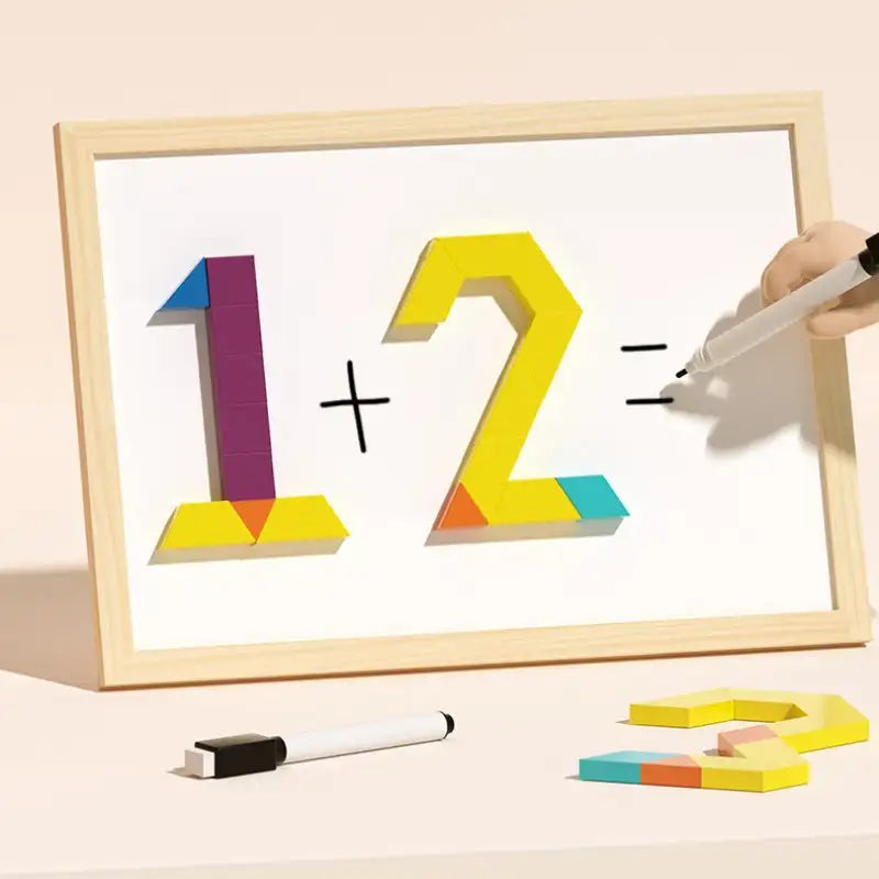 Creative Magnetic Geometric Puzzle Blocks Set Wooden Puzzles Kindergarten Classic Educational Montessori Tangram Toys for Kids