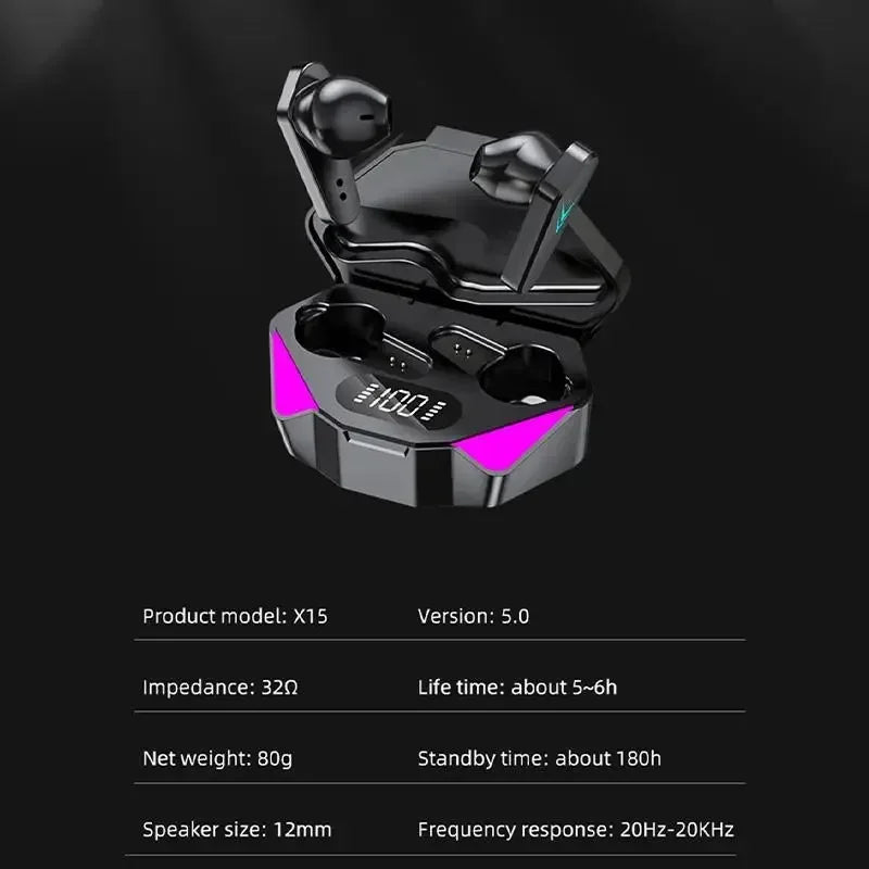 X15 Auriculares TWS al por mayor Bluetooth inalámbricos sin caja V5.1 Auriculares internos Blutooth Audífonos deportivos para gamer Teléfono
