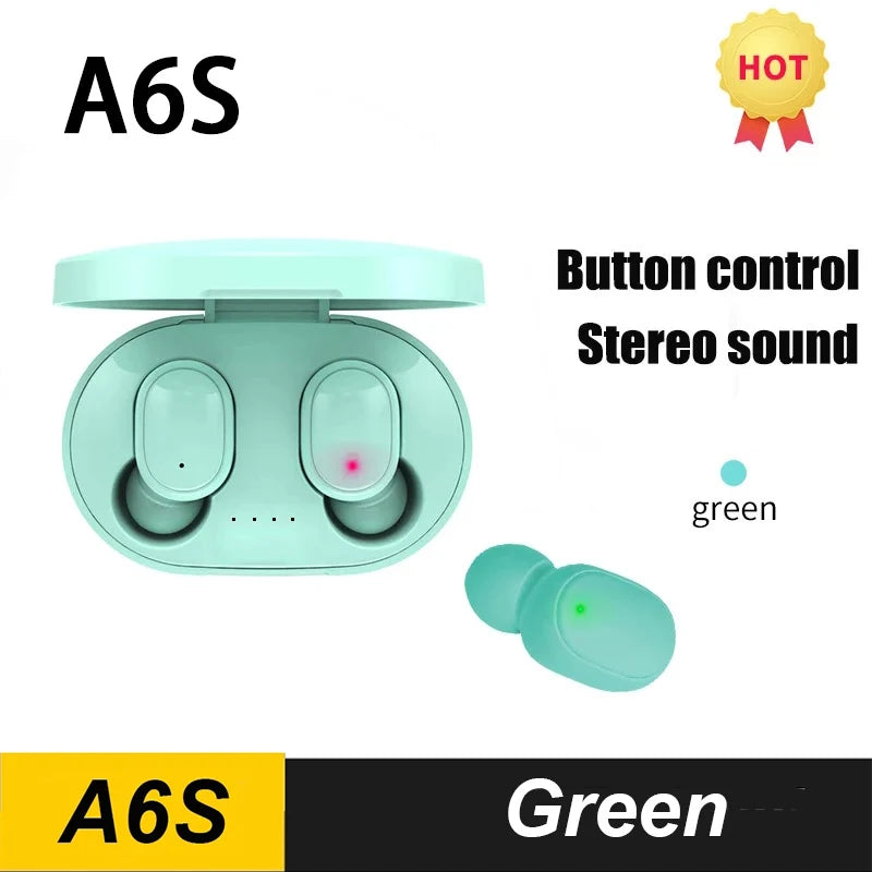 Original A6S TWS Bluetooth Headphone Wireless Earphone Stereo Headset Sport Earbuds With Microphone  Charging box For Smartphone