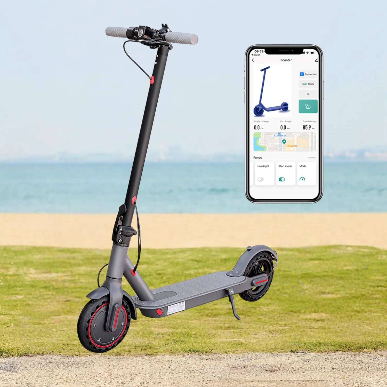 G5.0 Electric Scooter 36V High Capacity Battery 16Miles Long Range 19Mph 350W Motor 8.5Inch Tyres Foldable AOVOPRO Escooter