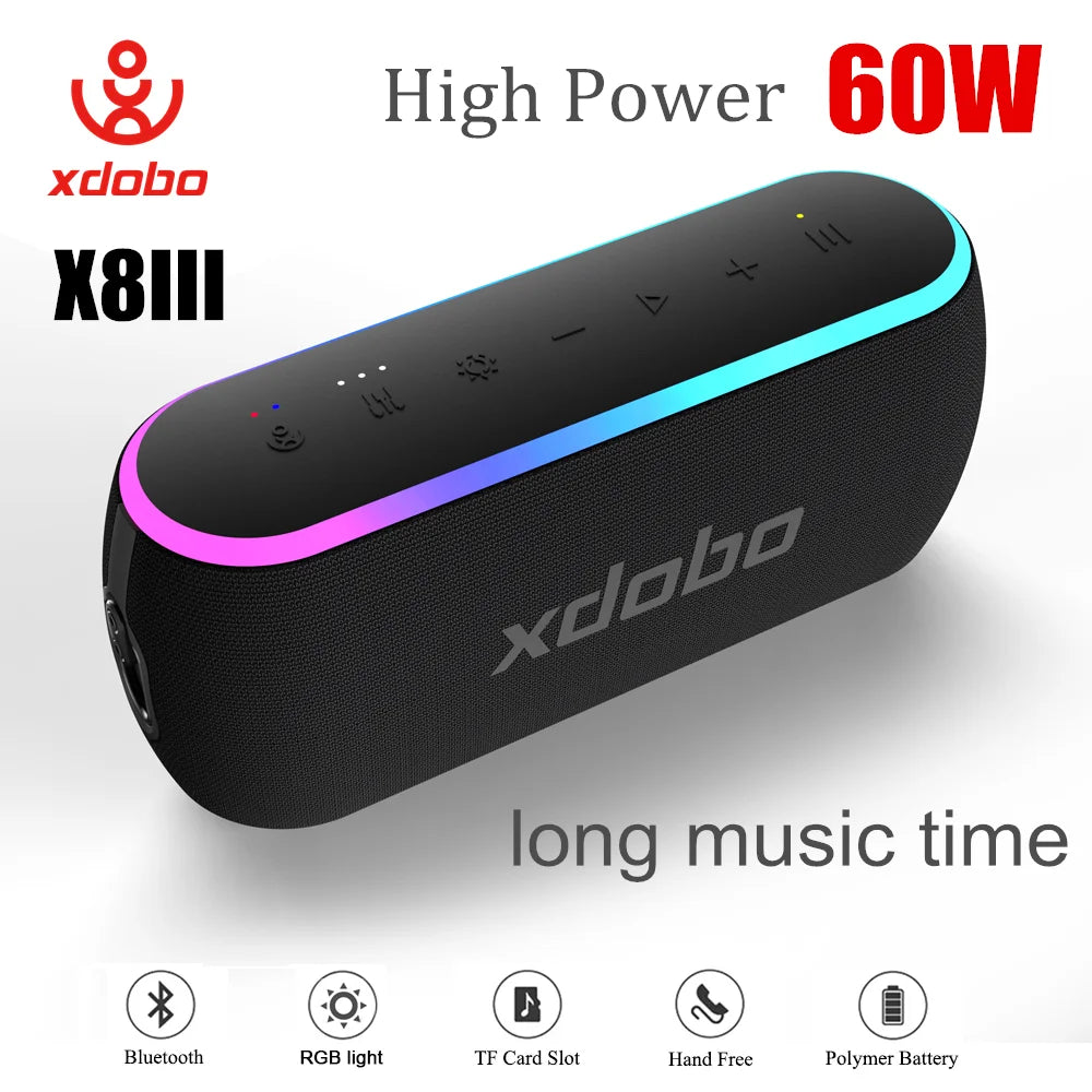 Altavoz Bluetooth XDOBO X8 III Subwoofer Inalámbrico 6600mAh 60W Potentes Graves Profundos Power Bank Fiesta al Aire Libre Senderismo Música Diversión
