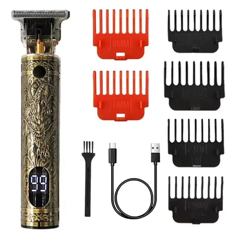 Men's Vintage Hair Trimmer T9 Carving Rechargeable Barber Electric Professional Hair Clipper Beard Trimmer/Metal Haircut Clipper