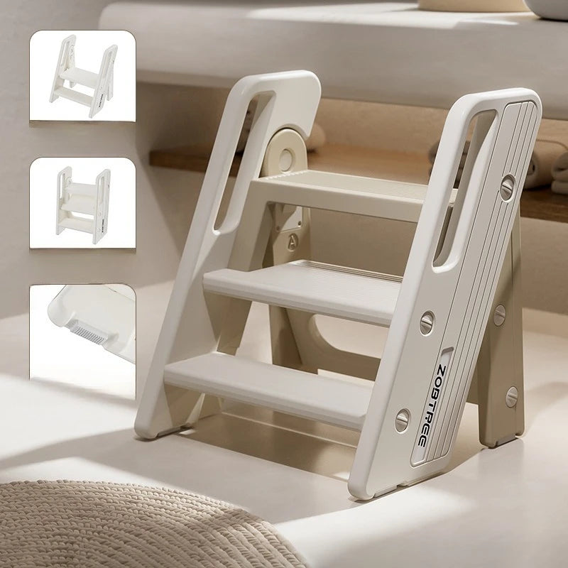 2 Step Foldable Ladder Stool Baby Kids Toddler Bathroom Sink Non Slip Portable Lightweight Escalera Madera Household Kitchen