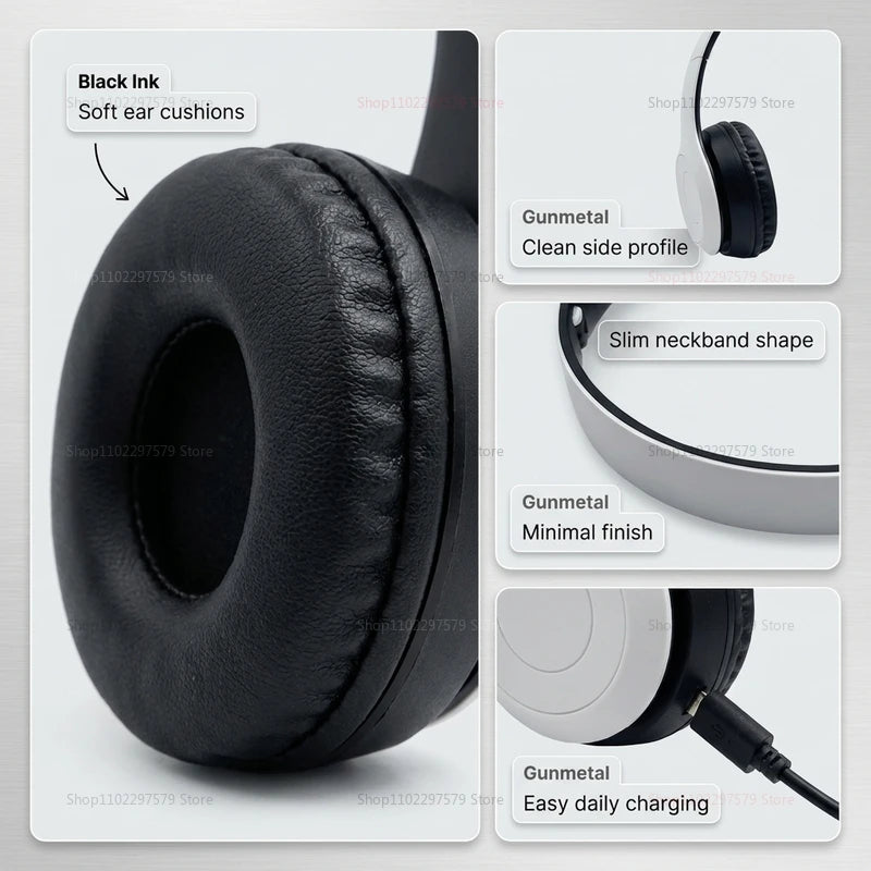 Auriculares inalámbricos Bluetooth P47, plegables, deportivos, adecuados para la oficina, el gimnasio, correr y hacer ejercicio