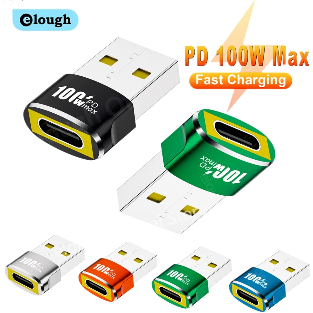 Elough USB To Type C OTG Adapter USB C Female to USB A Male Converter For PC Samsung Xiaomi 100W Fast Charging Adaptador USB 2.0