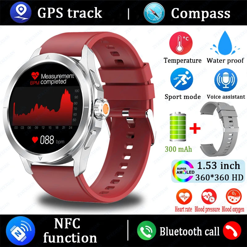 Original S4 Ultra Smart Watch Men  AMOLED Outdoor Sport NFC GPS Track Heart Rate Waterproof Bluetooth Call Smart watch 2025 New