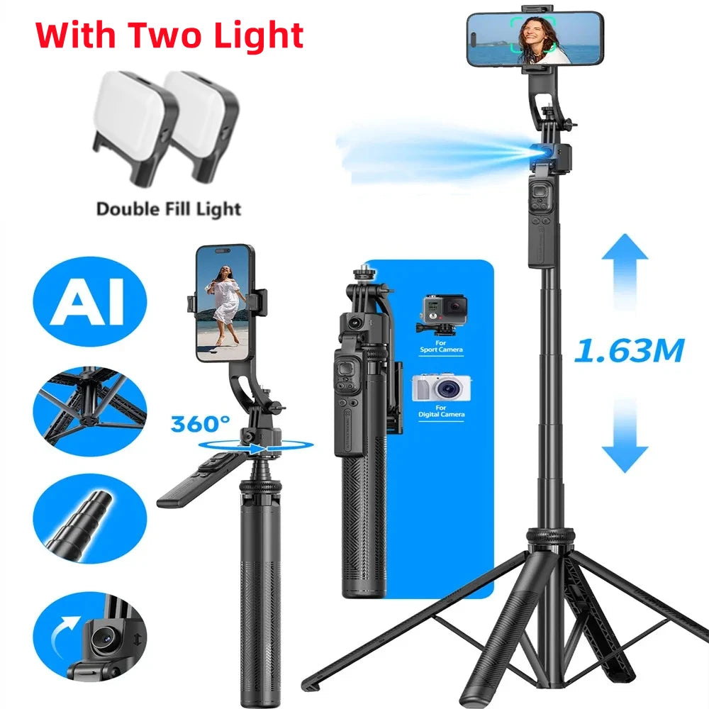 New upgrade Selfie Tripod Gimbal Stabilizer For Smartphone Bluetooth Remote Intelligent AI Follow-Up Anti Shake Pan Tilt