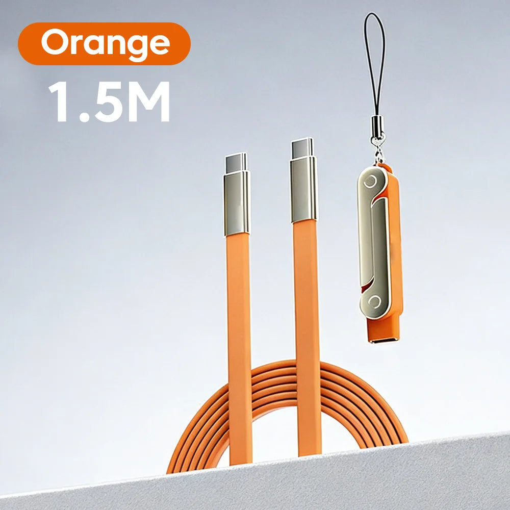 240W 2-in-1 USB C To Type C Fast Charging Foldable Bracket Data Cable For iPhone 17 Oneplus Detachable Cables tipo c Adapter