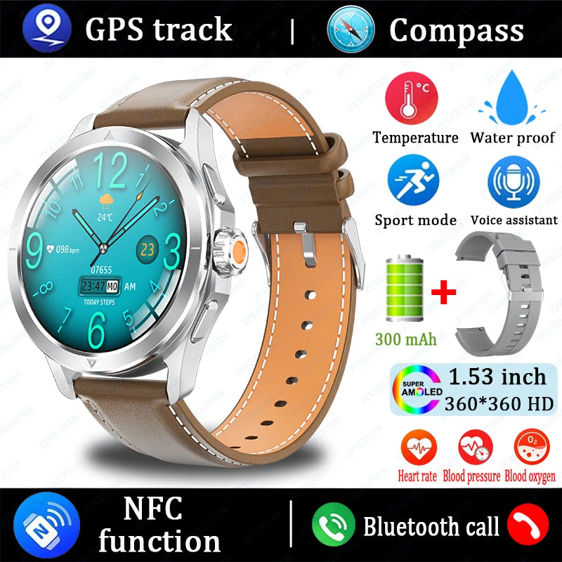 2025 New S4 Ultra Smart Watch Men Blood Oxygen Heart rate Compass Waterproof NFC GPS Tracking Bluetooth Call Sport Smartwatch