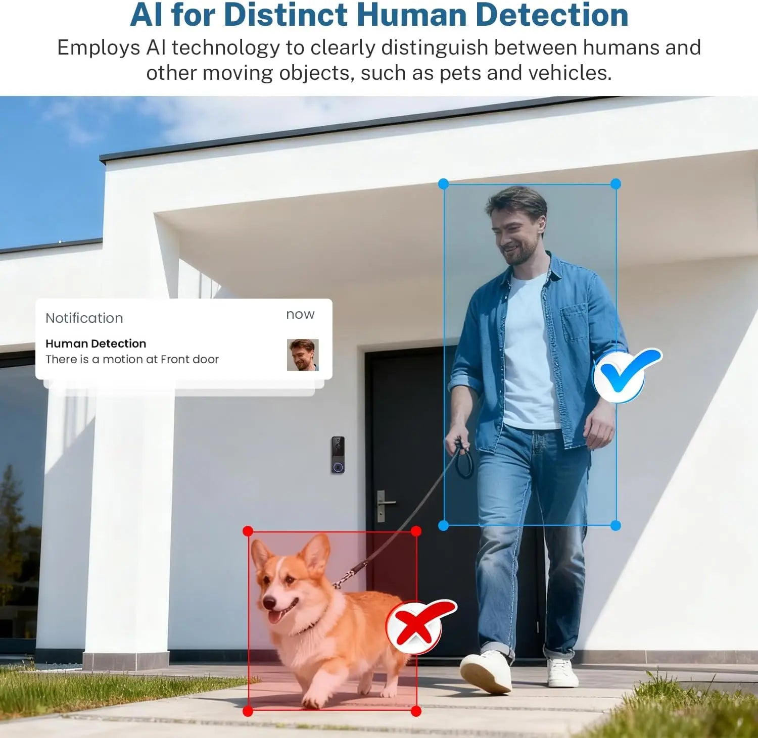 Cámara de timbre de video inalámbrica con almacenamiento en la nube, visión nocturna, alertas en tiempo real para seguridad del hogar