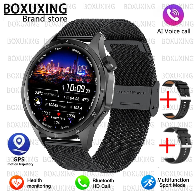 BOXUXING 2026 New GPS Sports Smart Watch Men 360*360 AMOLED Screen Heart rate Bluetooth Call IP67 Waterproof Man Smartwatch Man