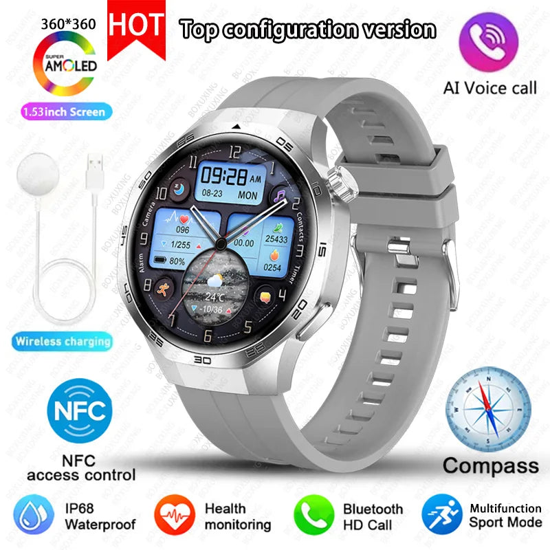 2026 New BOXUXING Watch 5 MAX Smart Watch HD AMOLED Screen NFC GPS Tracker Bluetooth Call Health Waterproof Smartwatch Men Women