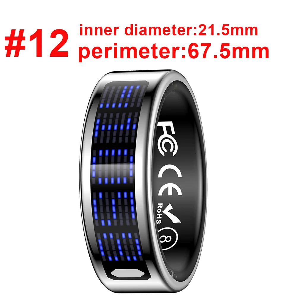 New Ultra-thin Lightweight Smart Ring Multi-functional Display Heartrate Health Caller ID Reminder Motion Detection Waterproof