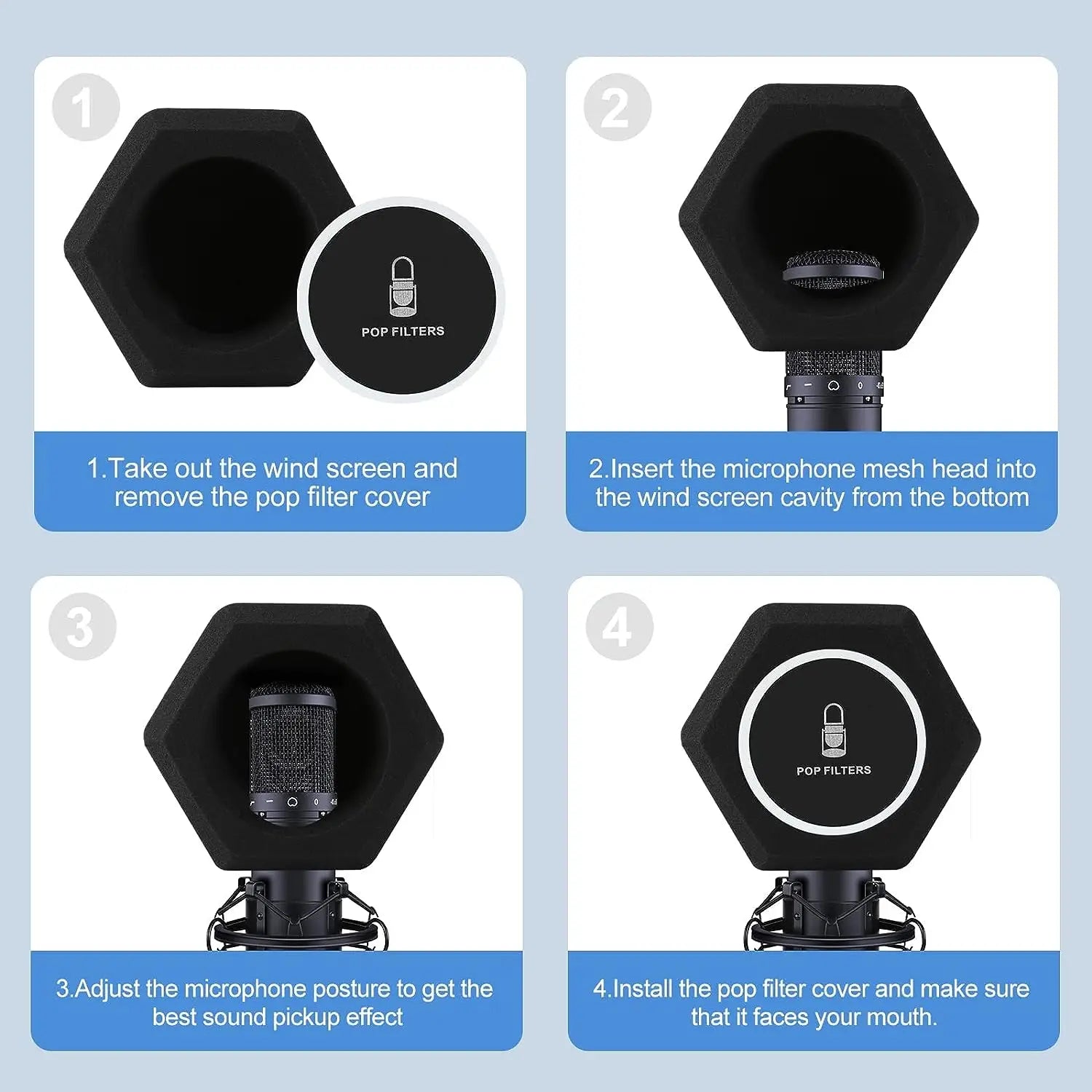 Microphone Pop Filter Wind Shield Acoustic For Record Studios Mic Sound-absorbing Foam Vocal Isolation Ball