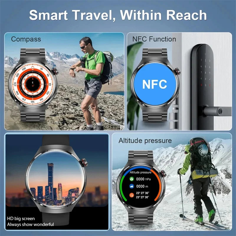 BOXUXING Watch 4 Pro Smart Watch Men GPS Sports Tracker NFC  1.53" HD Screen Health Monitor Watches Bluetooth Call SmartWatch