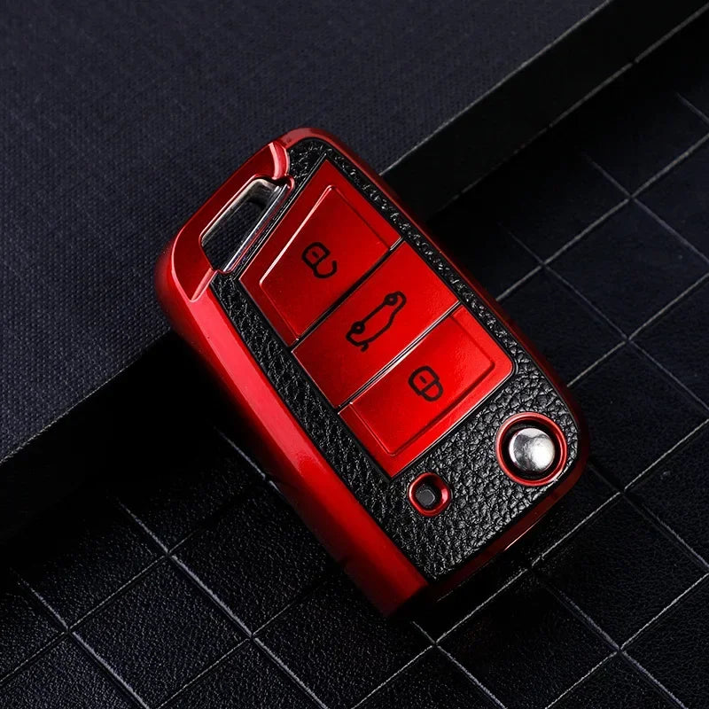 For Volkswagen VW Polo Golf7 MK7 Tiguan for Skoda Octavia Kodiaq Karoq for Seat Ateca Car Key Case Cover Bag Keychain Protector