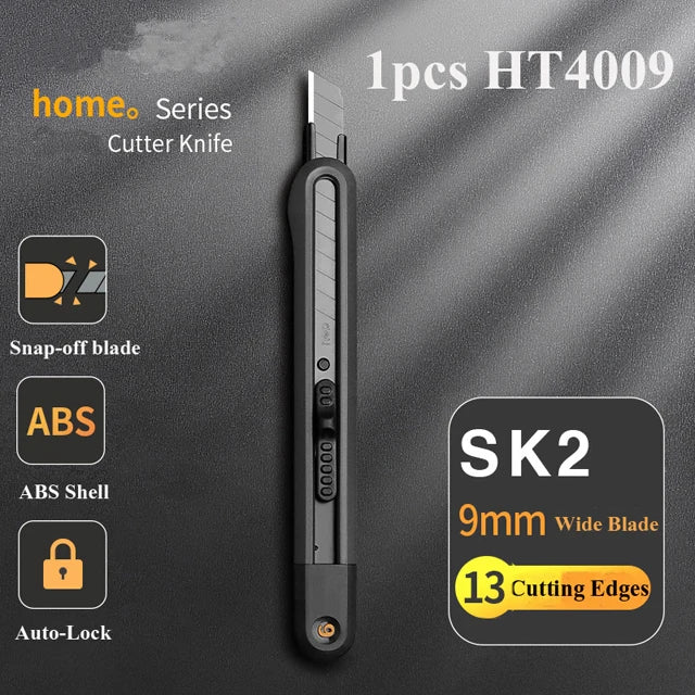 Deli Snap-off Utility Knife Retractable Box Cutters 9mm 18mm High Carbon Steel Blades Auto Lock, Perfect for Office and Home use