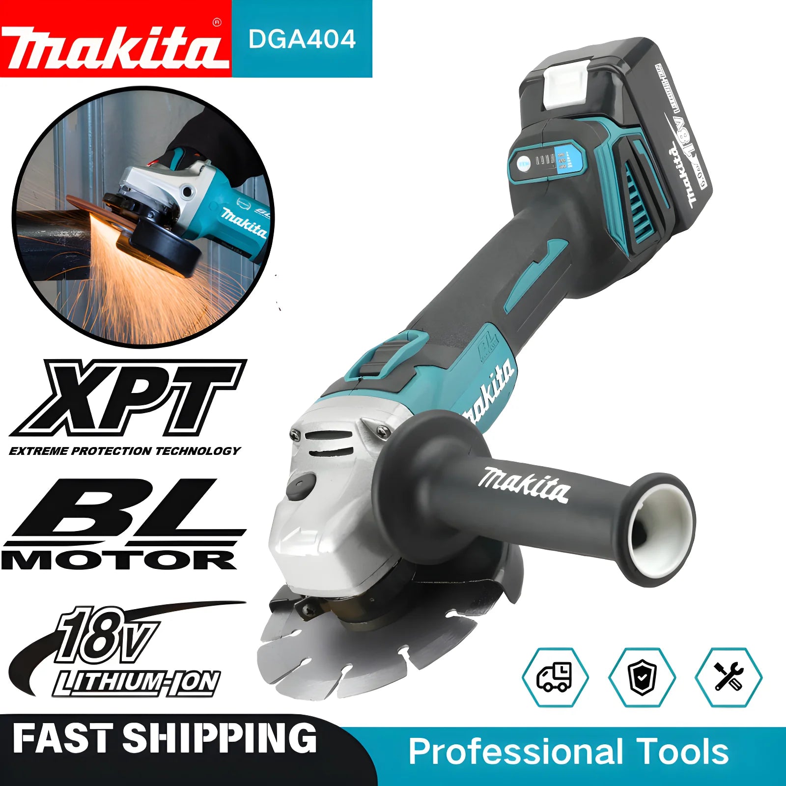New Makita electric DGA404 Brushless Angle Grinder Polishing Cutting Machine Cordless Angle Grinder Tool For Makita 18V Battery