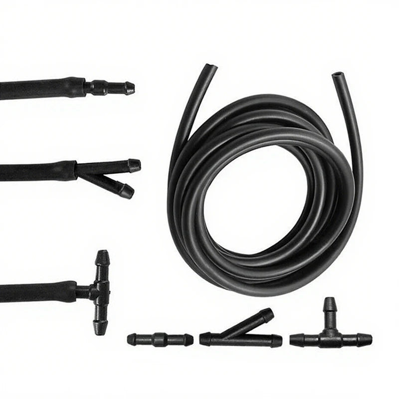 5pcs/Set 2m Car Windshield Washer Hose Automotive Wiper Blade Pipe Windshield Jet Spray Wiper Nozzle Water Hose Fluid Tube