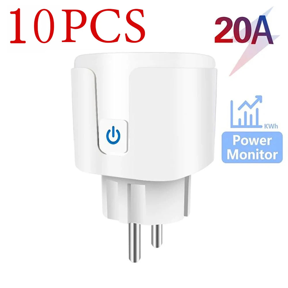 Smart Plug WiFi Socket EU 16A/20A With Power Monitor Timing Works with Tuya Smart Life App Voice Control