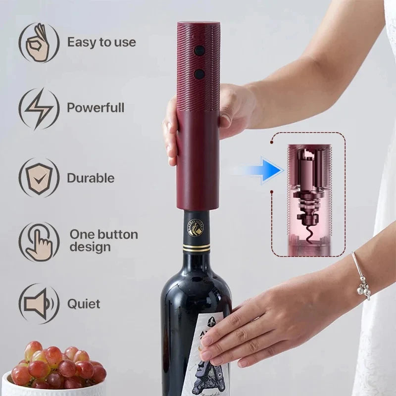 Abrebotellas de vino eléctrico HOMEFISH, abridor de vino tinto automático recargable, sacacorchos con botón de un clic, herramientas de vino