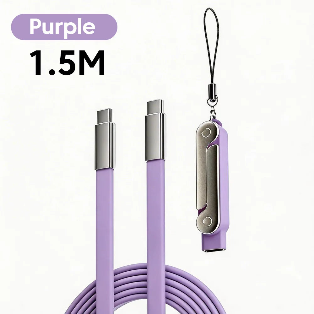 240W 2-in-1 USB C To Type C Fast Charging Foldable Bracket Data Cable For iPhone 17 Oneplus Detachable Cables tipo c Adapter