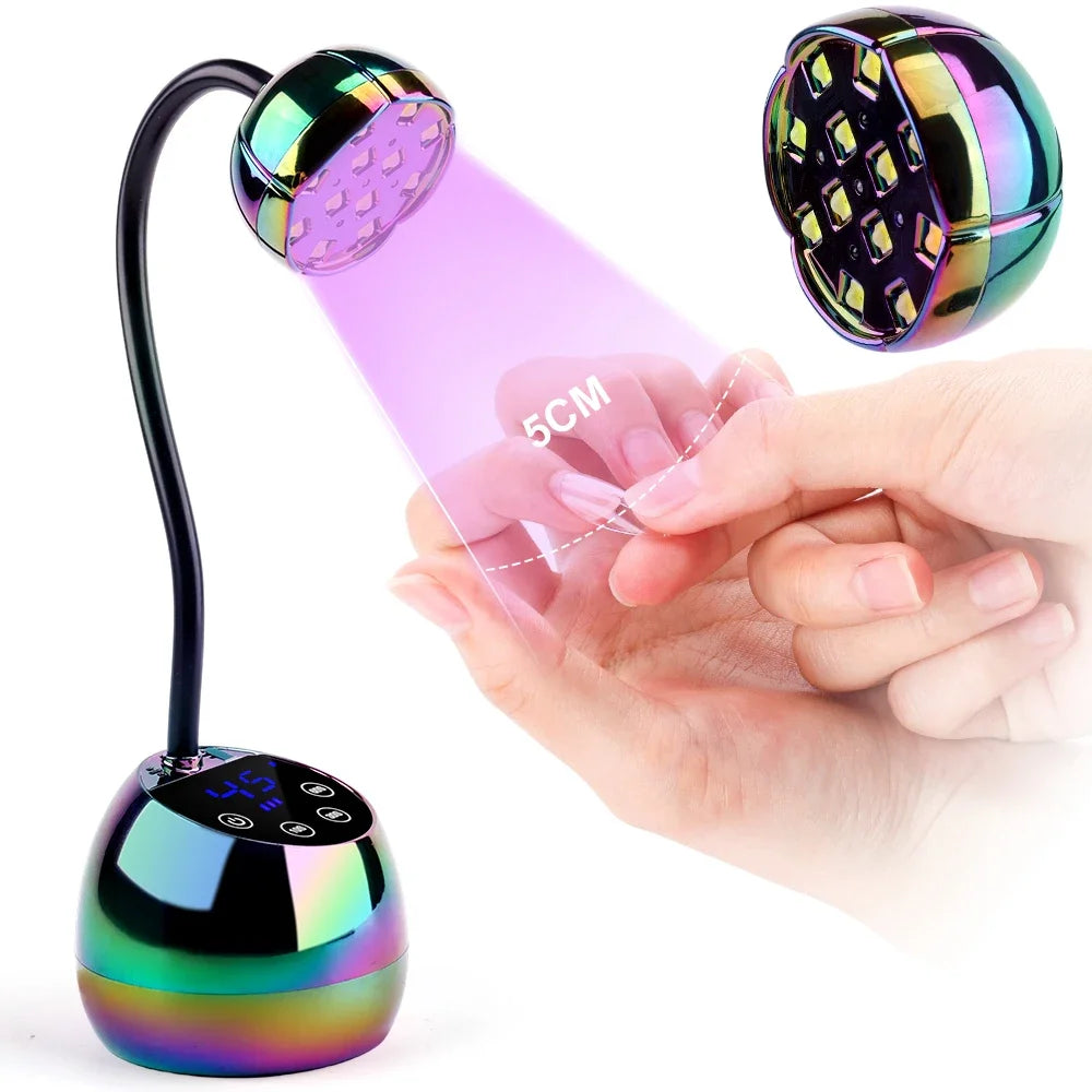 UV LED Nail Lamp, Cordless Gel X Nail Lamp Flash Cure, Auto Sensor Gooseneck Portable USB Gel Nail Dryer U V Light with 4 Timers
