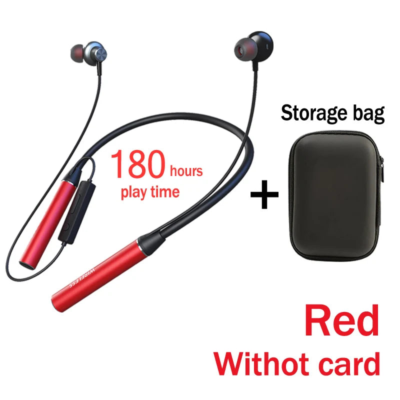 Auriculares inalámbricos con banda para el cuello Bluetooth con micrófono, batería de larga duración, auriculares de alta calidad deportivos para tarjeta TF