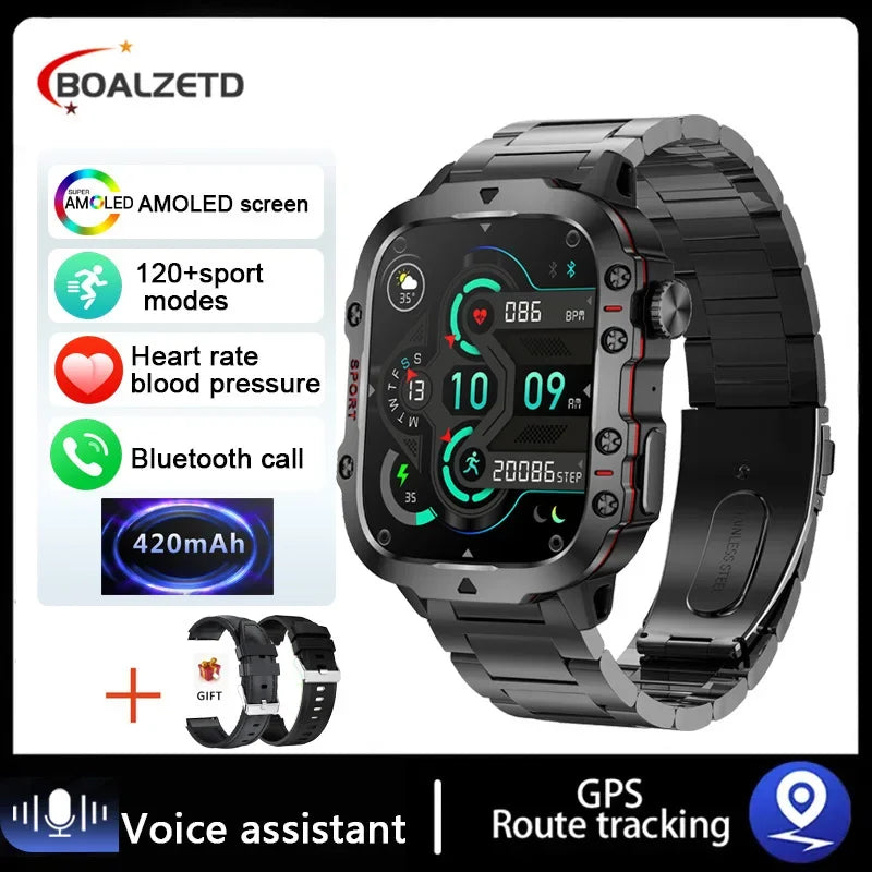 2026 New GPS Outdoor Sports Smart Watch Men Compass barometer Bluetooth call Health Monitoring Smartwatch For IOS Android Gift