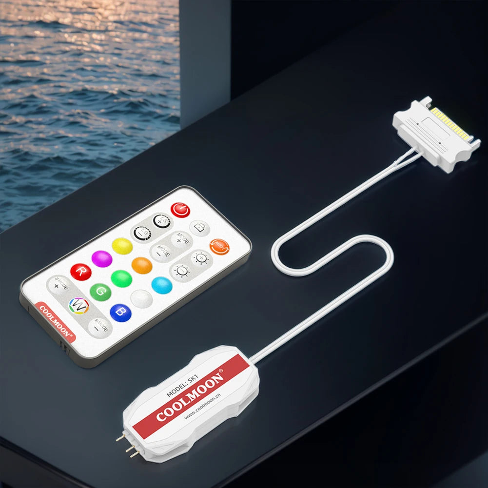 3 in 1/2 in 1 ARGB Controller Cable 5V 3 Pin 3Pin To SATA LED Color Intelligent Fan Controller HUB Adapter RGB Remote Controller