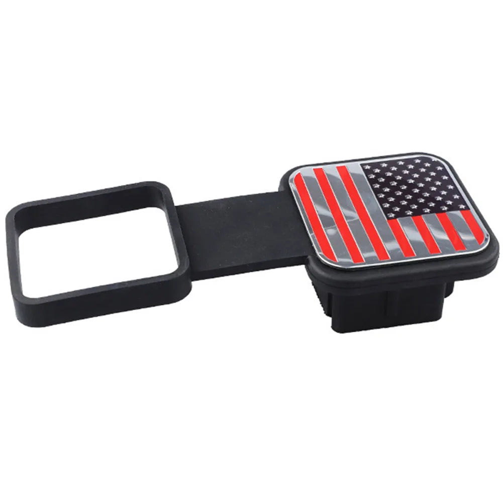 2 Inch American Flag Trailer Hitch Cover Metal Hitch Cover Fit For 2 Inch Hitch Receivers,2'' Rubber Hitch Tube Cover Plug